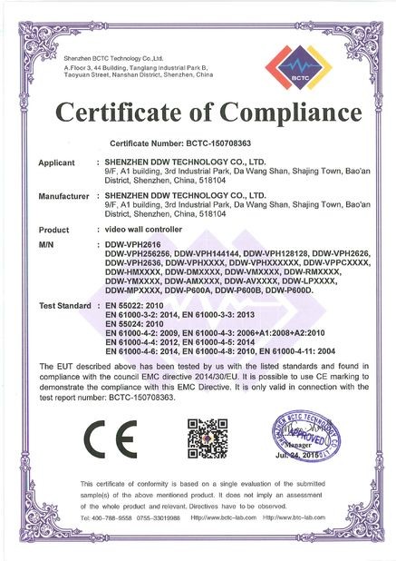 Çin Shenzhen DDW Technology Co., Ltd. Sertifikalar