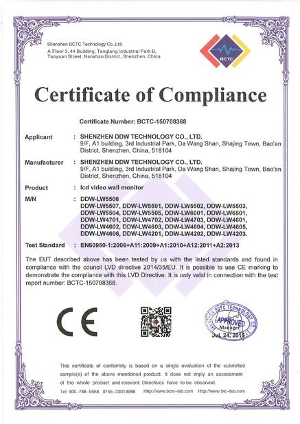 Çin Shenzhen DDW Technology Co., Ltd. Sertifikalar